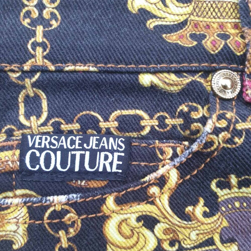 Versace Jeans Couture Luxury Woman Jeans Black Multi Color Size 28 Casual Wear